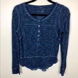 Free People We the Free blue Button long sleeve